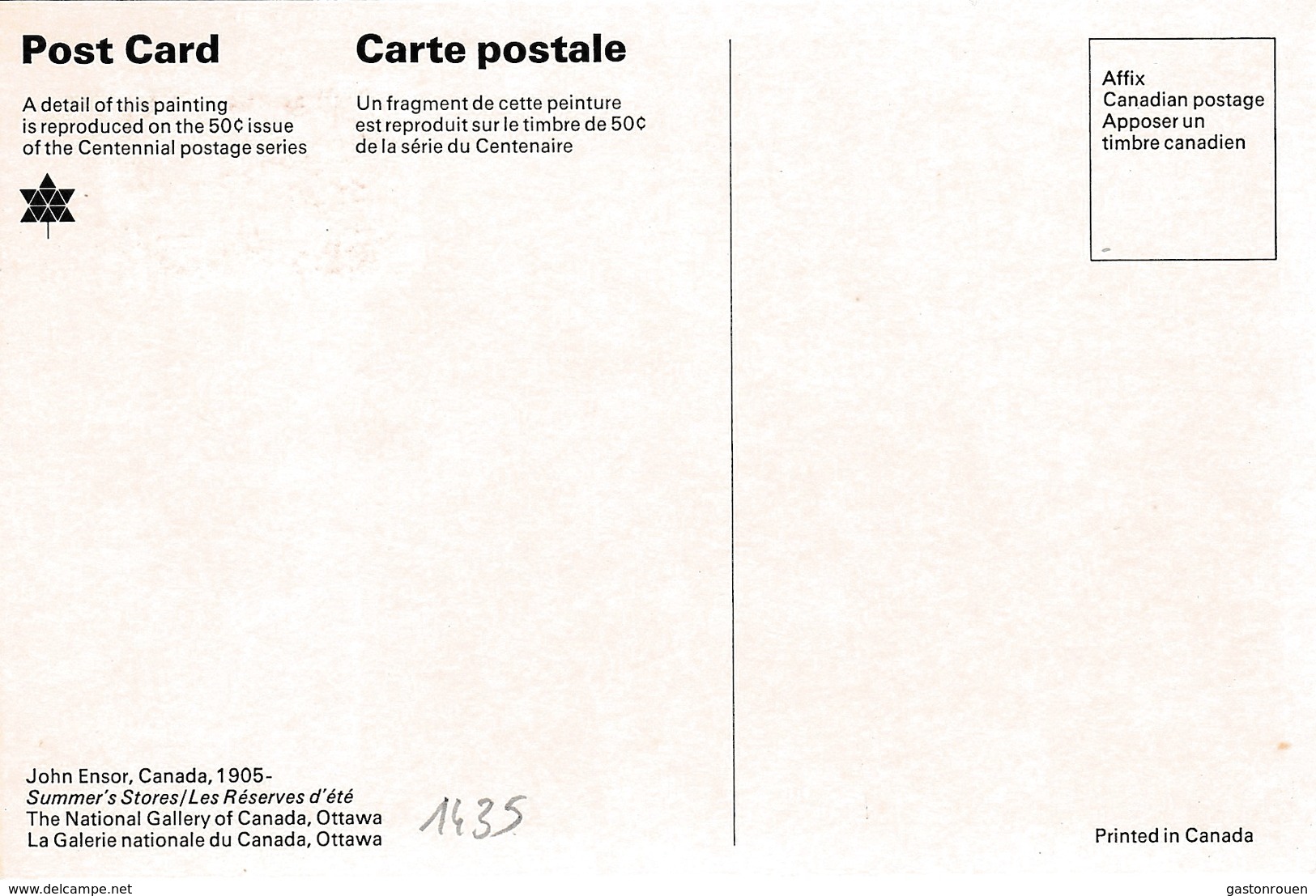 Carte Maximum Peinture Canada John Ensor - Maximumkarten (MC)