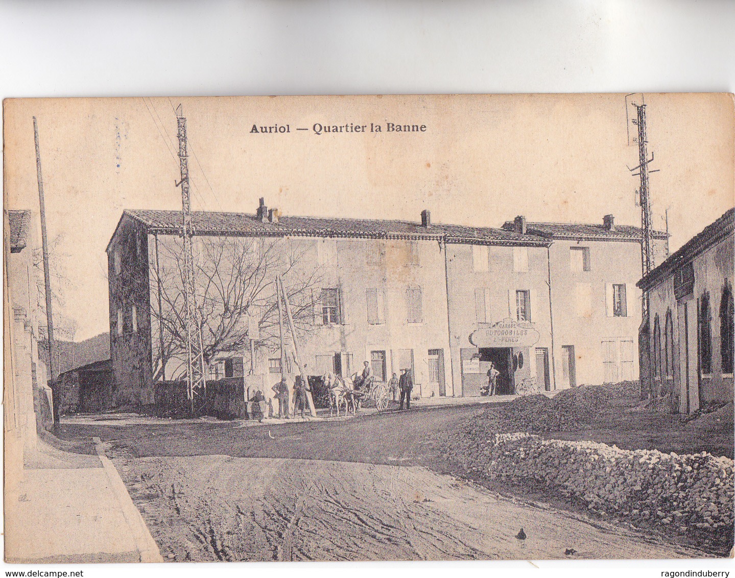 CPA - 13 - AURIOL - Quartier La Banne, GARAGE AUTOMOBILES L. PERES Et Attelage à Cheval - CARTE Peu Commune - Auriol