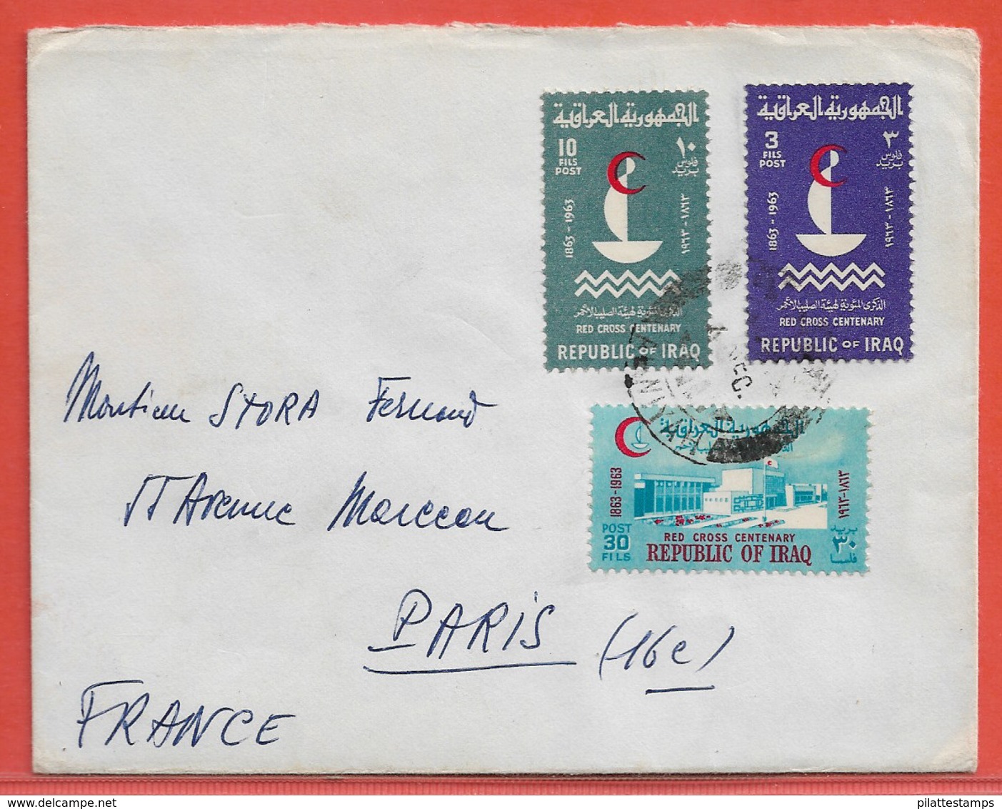 IRAQ LETTRE DE 1963 POUR PARIS FRANCE CROIX ROUGE - Iraq