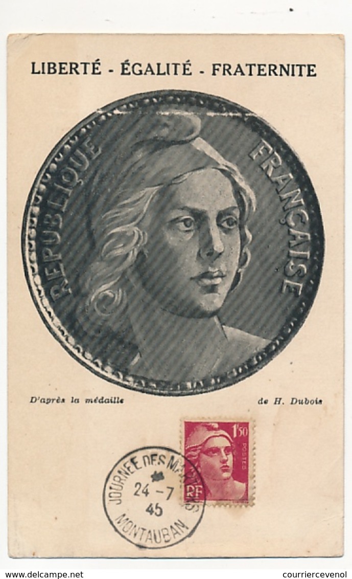 FRANCE - Carte Maximum Affr 1,5F Gandon - Journée Des Martyrs - Montauban - 24/7/1945 - 1945-54 Marianne Of Gandon