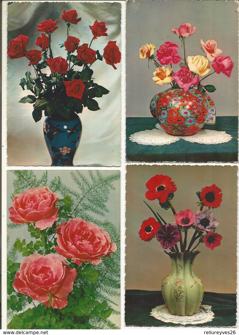 CPSM et CPM, Th. Fleurs Lot de 50 Cartes Semi-Modernes et Modernes , Fleurs 1950 - 1990