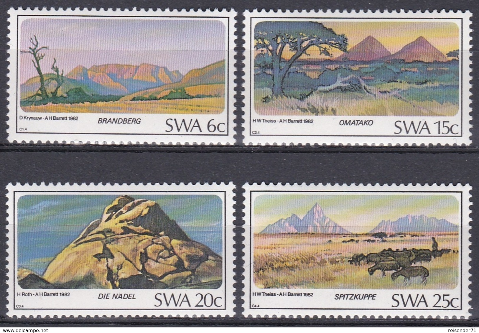 Südwestafrika SWA Namibia 1982 Tourismus Tourism Berge Mountains Brandberg Spitzkuppe Omatako Nadel, Mi. 524-7 ** - South West Africa (1923-1990)