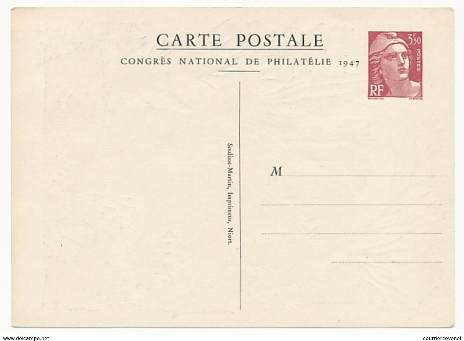 FRANCE - Entier CP Timbré S/Commande 3,50F Gandon - NIORT, Le Donjon - Neuve - Cartes Postales Types Et TSC (avant 1995)
