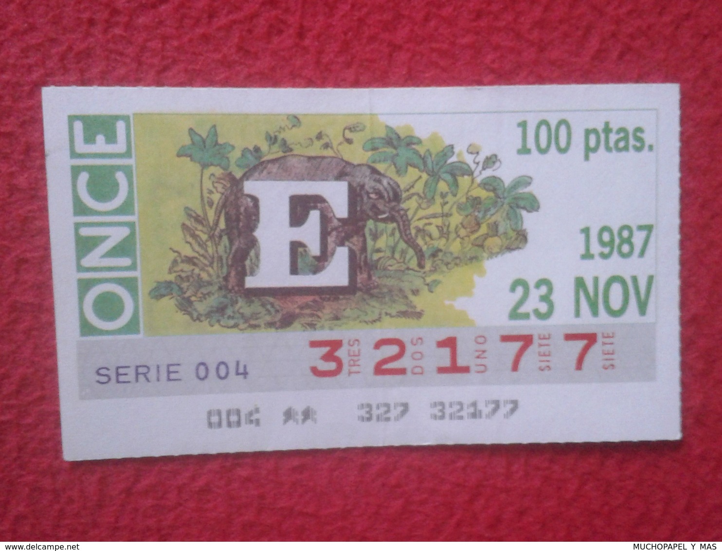 CUPÓN DE ONCE SPANISH LOTTERY LOTERIE CIEGOS SPAIN LOTERÍA ESPAÑA FAUNA FAUNE 1987 ELEFANTE ELEPHANT éléphant  ANIMAL... - Billetes De Lotería