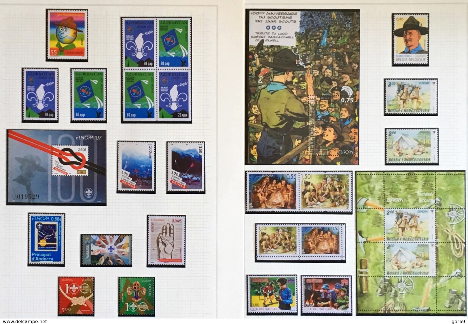 2007 Europa-CEPT Scouting Complete Year Set With Blocks And Sheets From Booklets - 2007