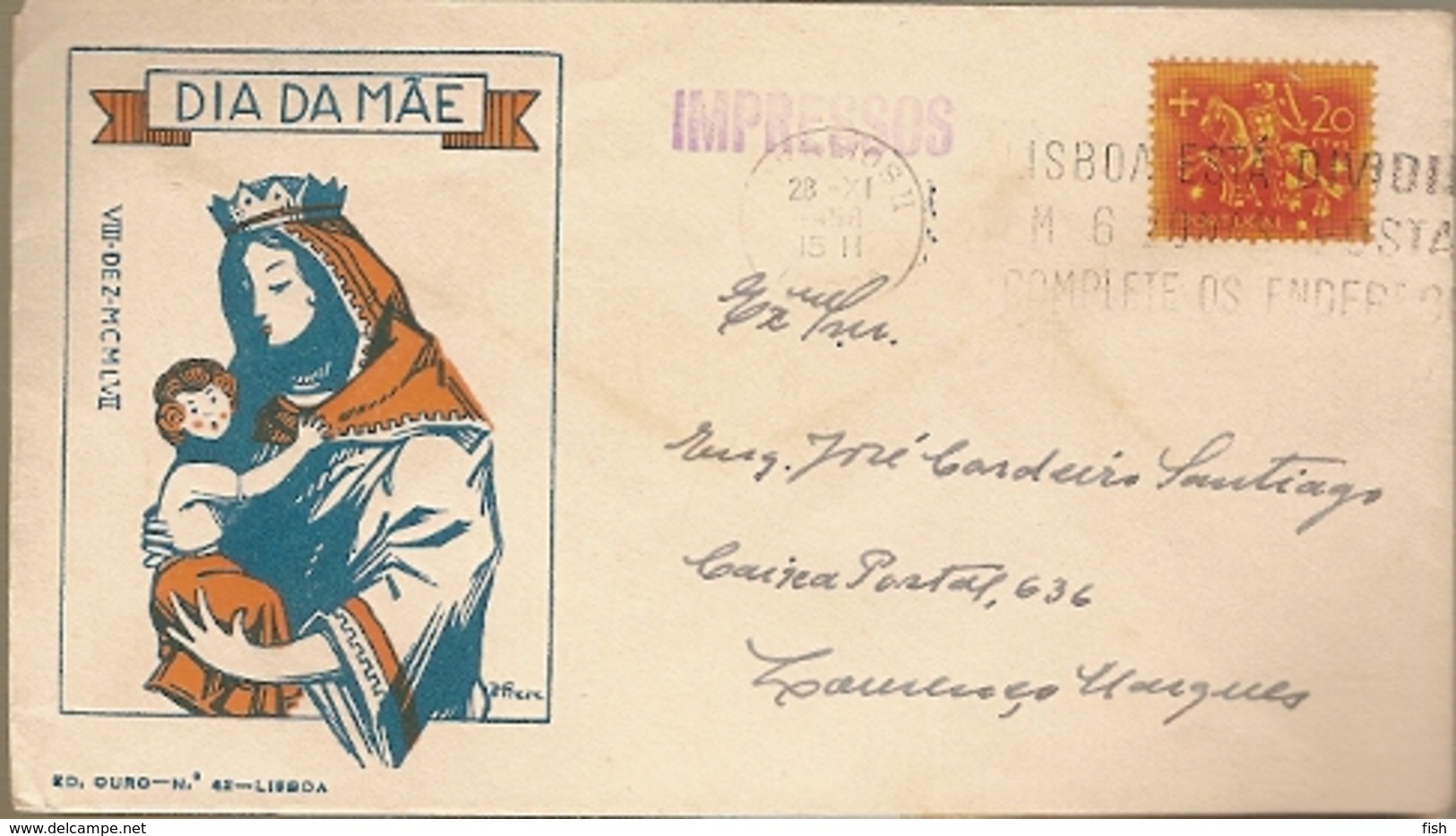 Portugal & FDC Mother's Day, Lisbon To Lourenço Marques, Mozambique 1958 (6462) - Moederdag