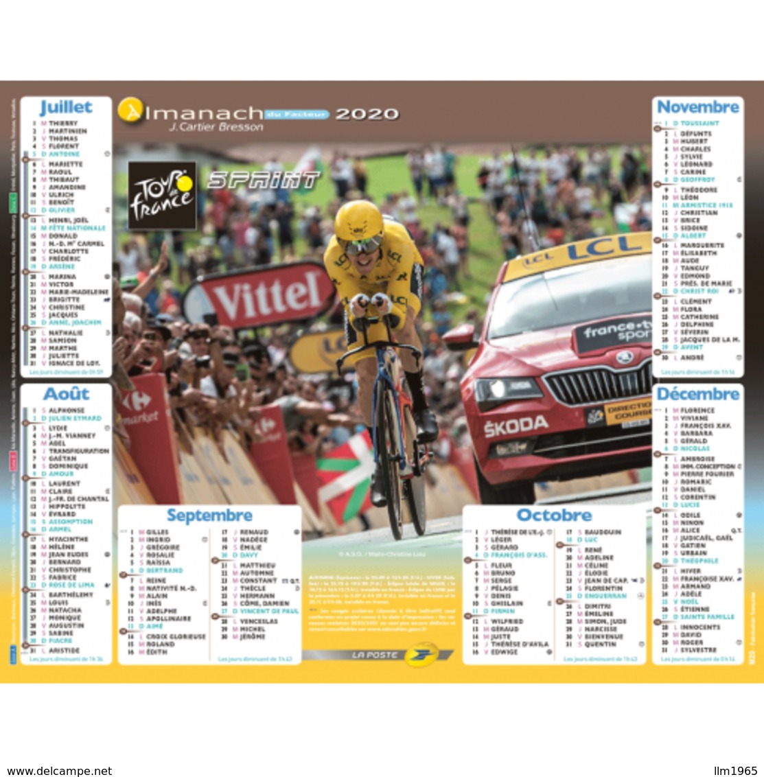 Calendrier Cartier Bresson Almanach La Poste PTT 2020 Cyclisme Tour De France - Petit Format : 2001-...