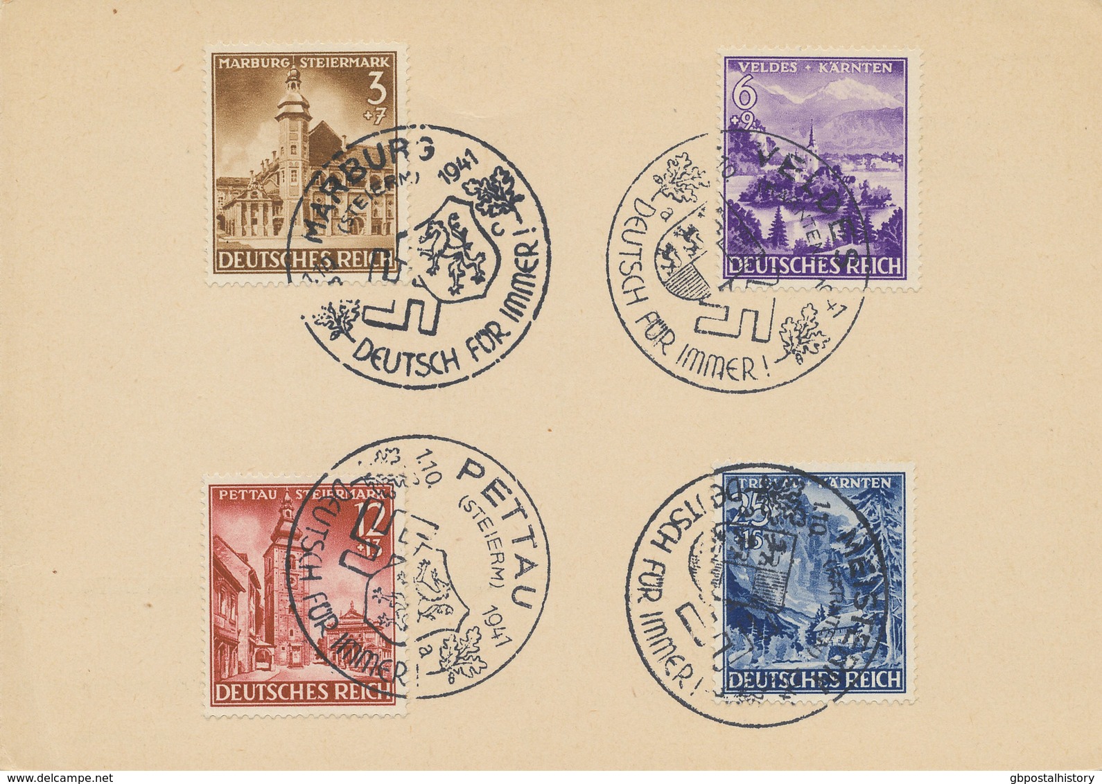 ÖSTERREICH OSTMARK 1941, Eingliederung Von Teilgebieten Von Steiermark, Kärnten Und Krain, Erinnerungskarte - Jede Marke - Covers & Documents