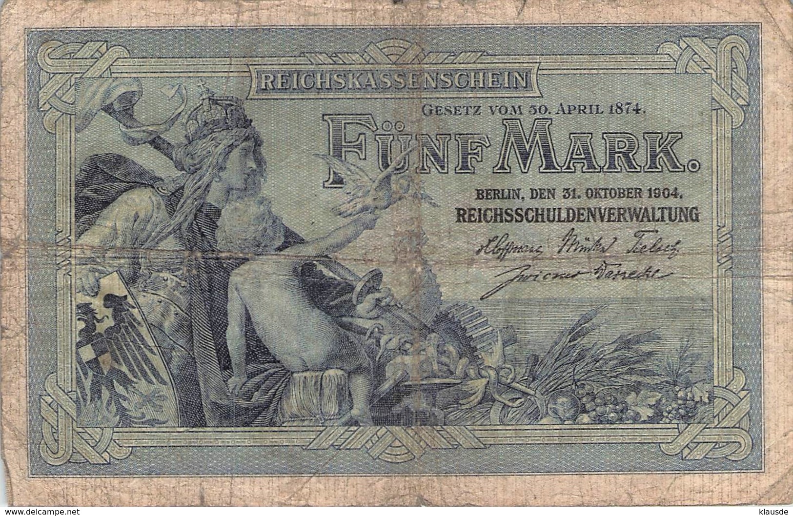 5 Mark Reichsbanknote VG/G (IV) - 5 Mark