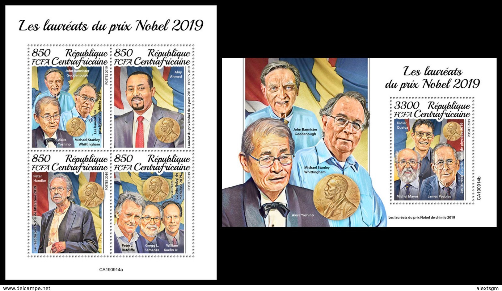 CENTRAL AFRICA 2019 - Nobel Prize In Chemistry. M/S + S/S Official Issue [CA190914] - Chimica