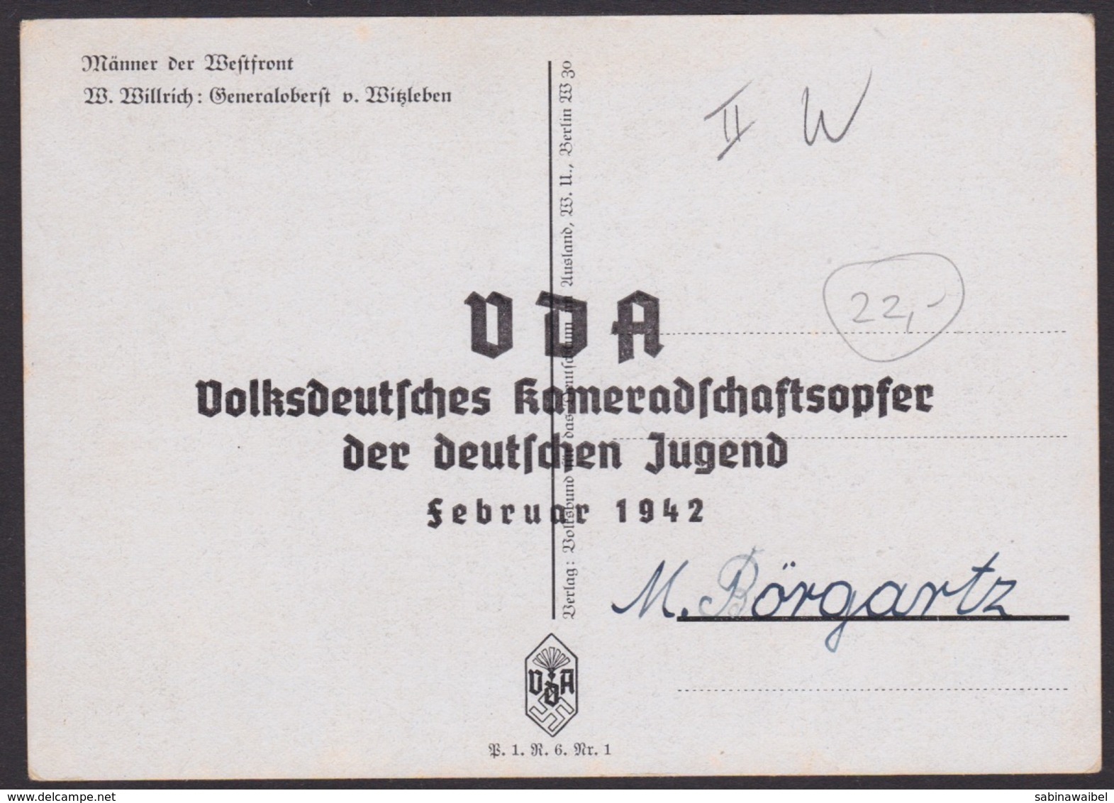 AK Propaganda / Ritterkreuzträger / Männer Der Westfront / Generaloberst Von Witzleben  / Nach W. Willrich   .... - Guerra 1939-45