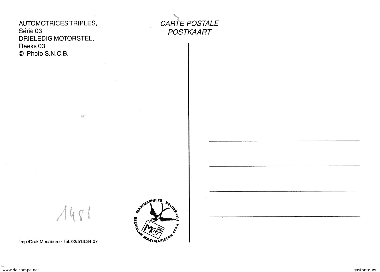 Carte Maximum Train 2001 Belgique - 2001-2010