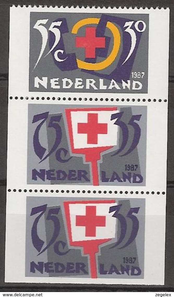 1987 Rode Kruis Strook  NVPH 1384a,b,c Postfris/MNH/** - Neufs