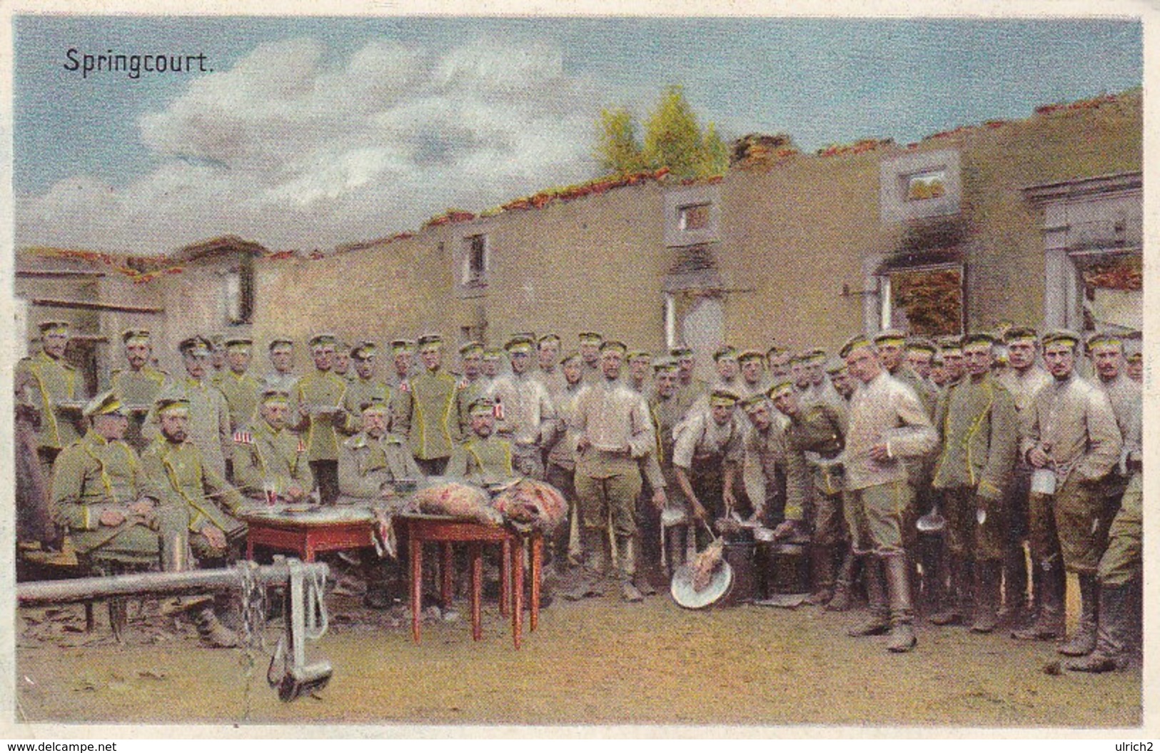 AK Spincourt Springcourt - Deutsche Soldaten Beim Essenfassen - Feldpost K.S. Armierungs-Batl. Nr. 13 - 1916  (46842) - Spincourt