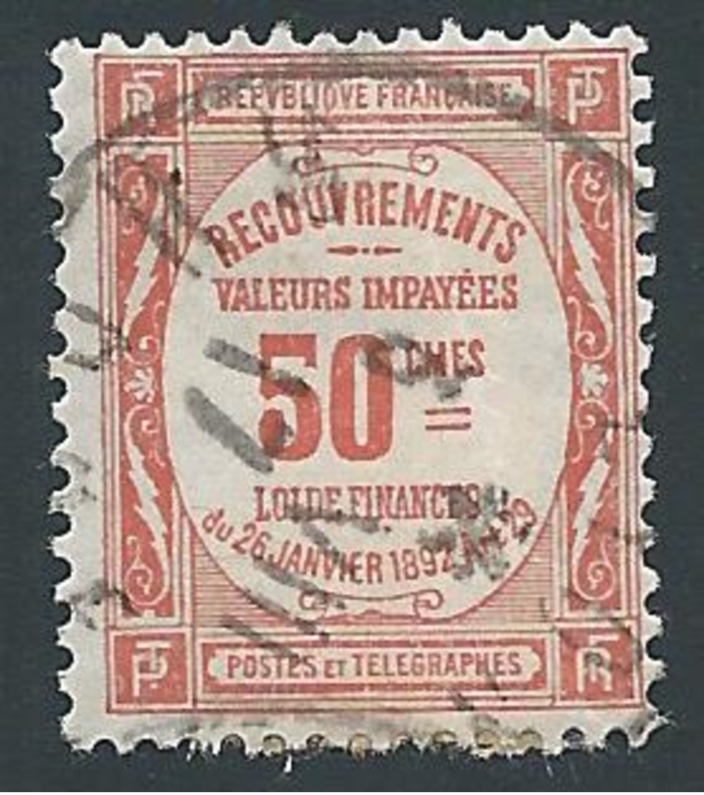 FRANCE - 1908-25 - Timbre Taxe YT N°47 - 50 C. Rouge - Oblitéré - TTB Etat - 1859-1959 Oblitérés