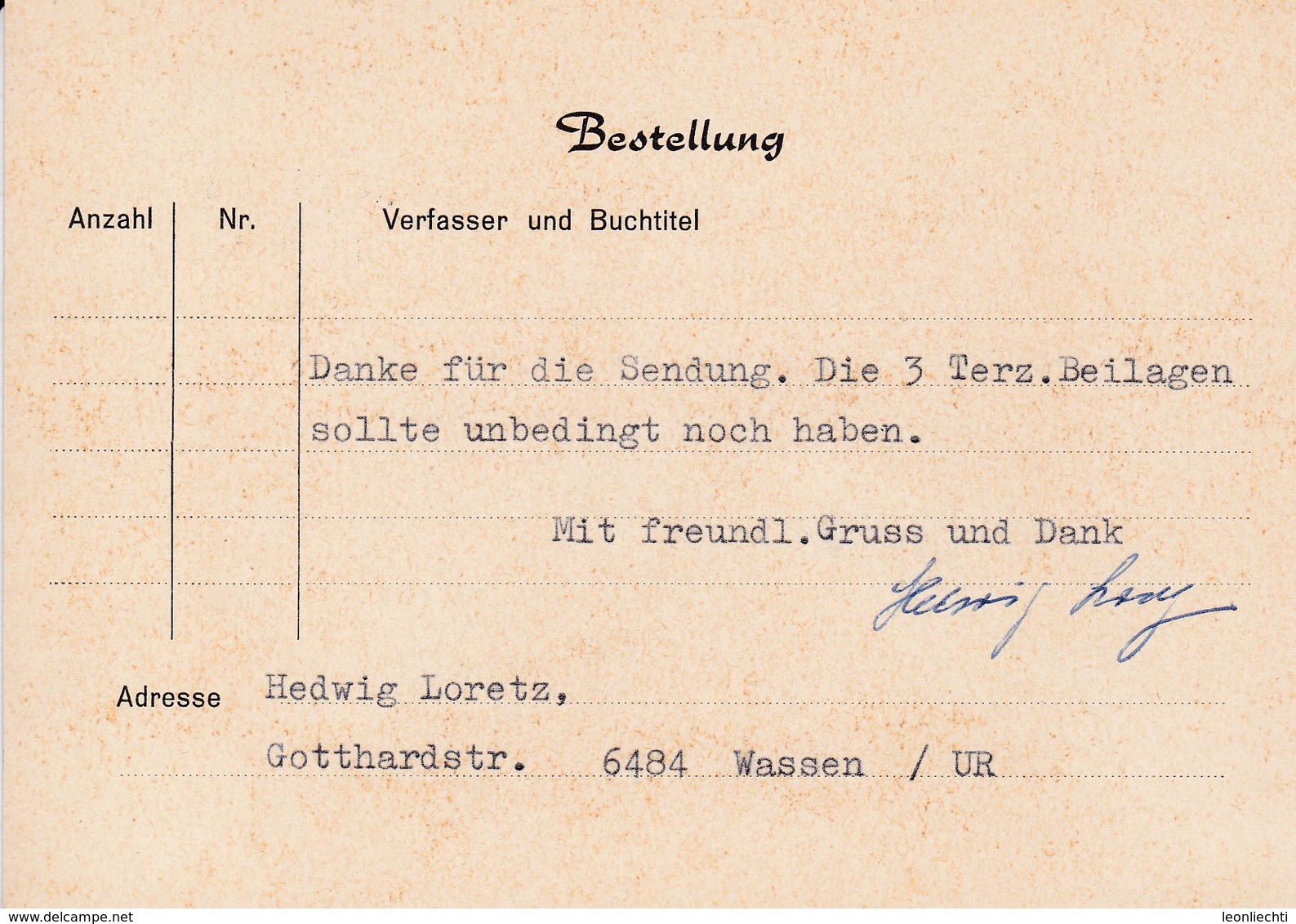 Mi: 697. Bücherzettel Von  Wassen Nach Schwyz Drittordenzentrale.  Gotthard - Susten, 25.1.1967 - Lettres & Documents