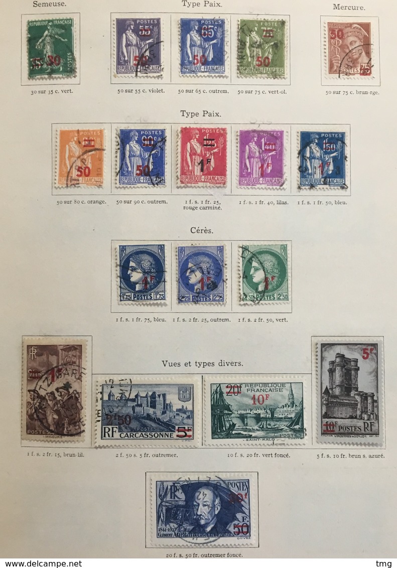 Timbre France Série Complète 1940-41 YT 476 Au 493 (°) Obl Surchargés Clément Ader (côte 56,5 Euros) – 65i - Gebraucht