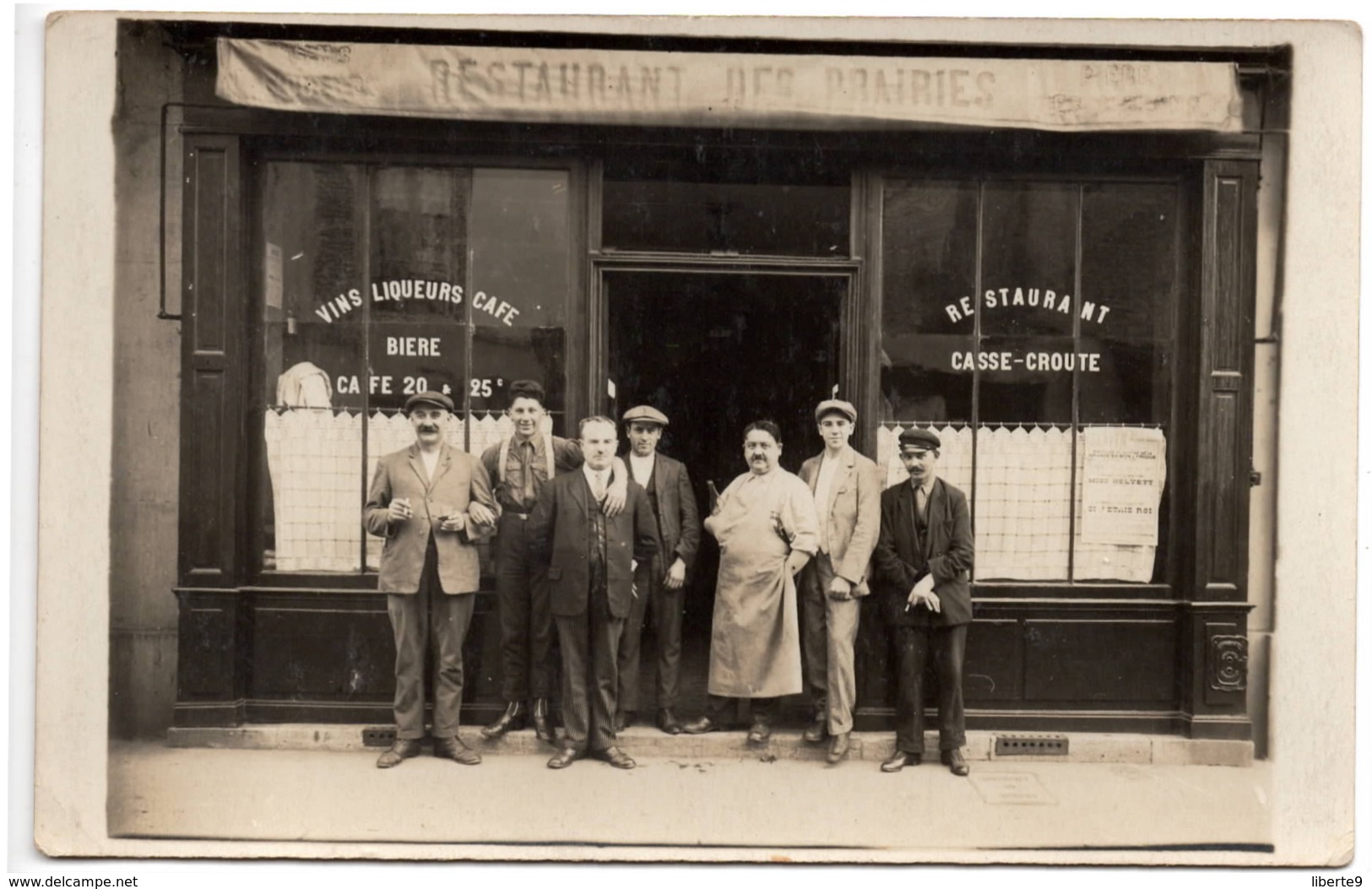 RESTAURANT DES PRAIRIES  C.1925  Devanture Magasin  Carte Photo Vin Liqueur Bière Café - à Identifier - A Identifier