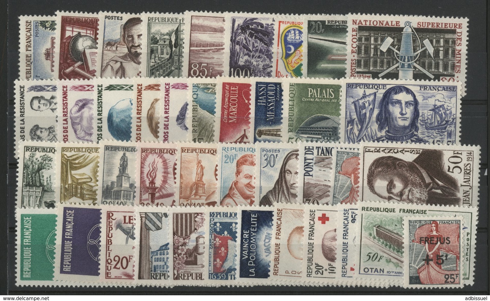 1959 ANNEE COMPLETE ** (MNH). Cote 79 €. N° 1189 à 1229 Soit 41 Timbres. TB. - 1950-1959