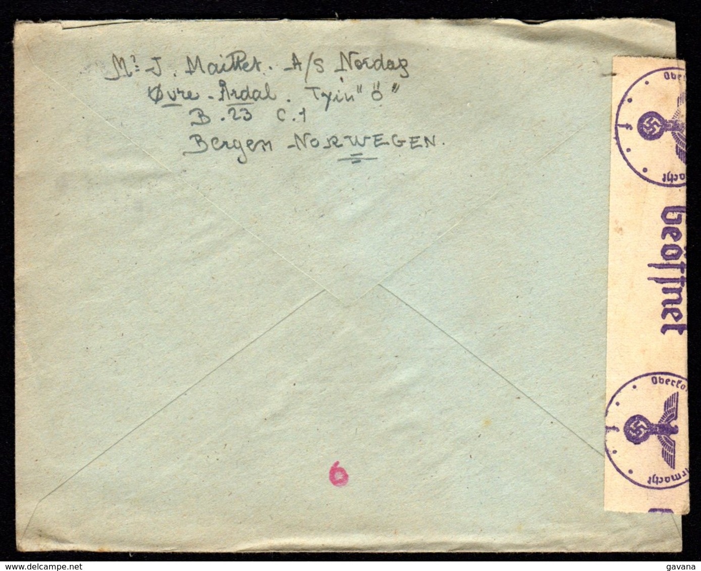 STO En Norvège - Censure Militaire - OVRE ARDAL Du 07/02/44 - Cartas & Documentos