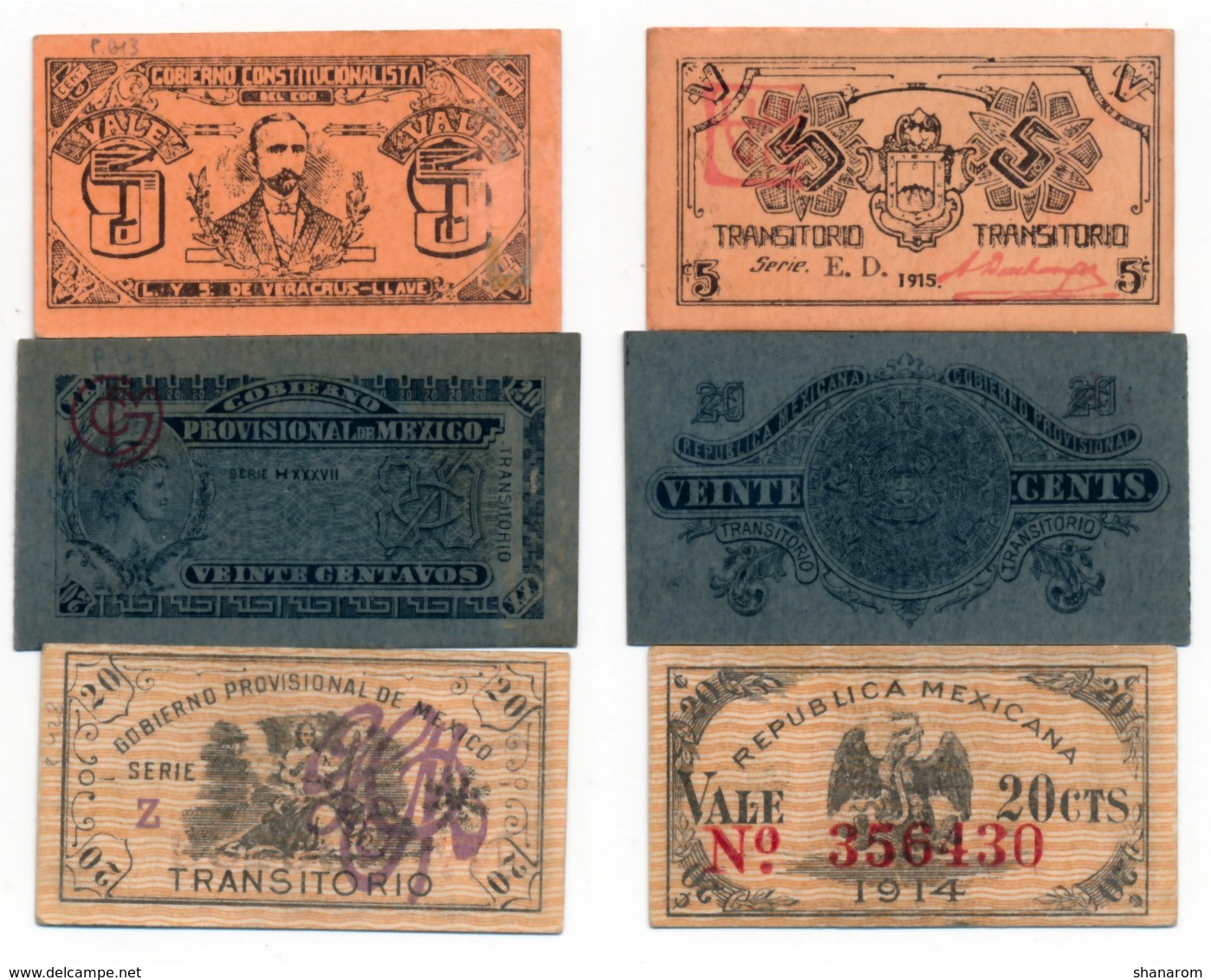 1914/1915 // REPUBLICA MEXICANA // 3 Notes - Mexiko