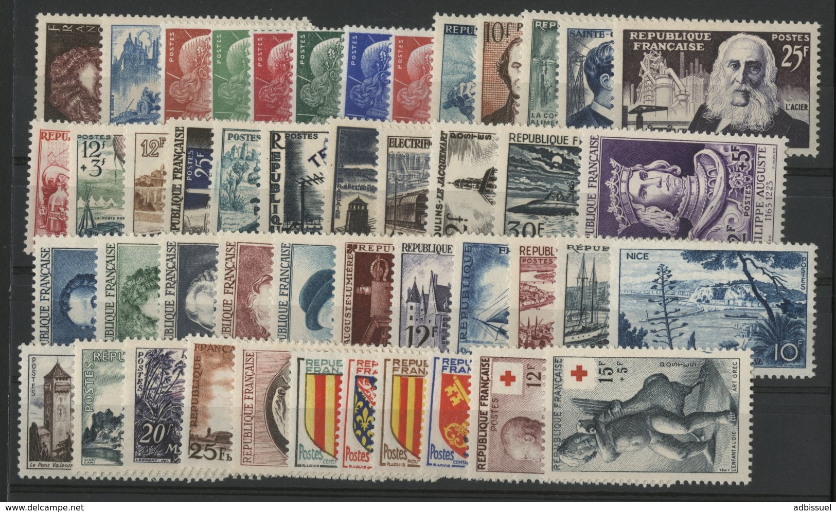 1955 ANNEE COMPLETE ** (MNH). Cote 258 €. N° 1008 à 1049 Soit 46 Timbres. TB. - 1950-1959