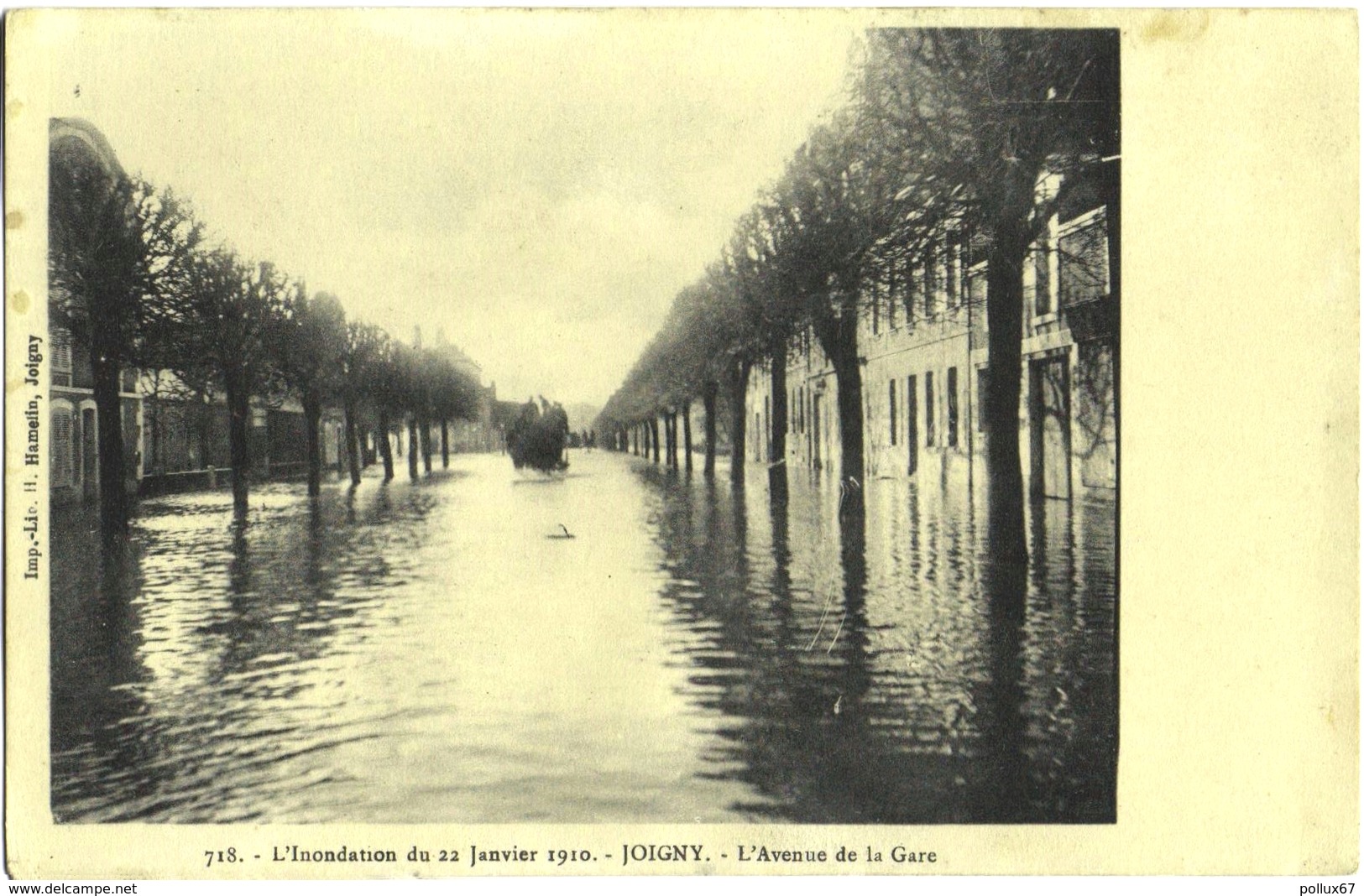 CPA DE JOIGNY  (YONNE)  INONDATION DU 22 JANVIER 1910. L'AVENUE DE LA GARE - Joigny