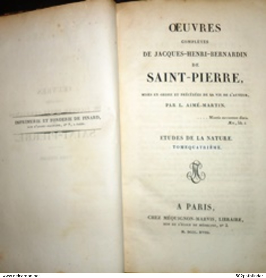 Oeuvres Complètes De J.H.Bernardin De St Pierre L.A.Martin (tomes 4,8,9,12)& Essais J.J. Rousseau 1818(=1,2,6,12) - 1801-1900