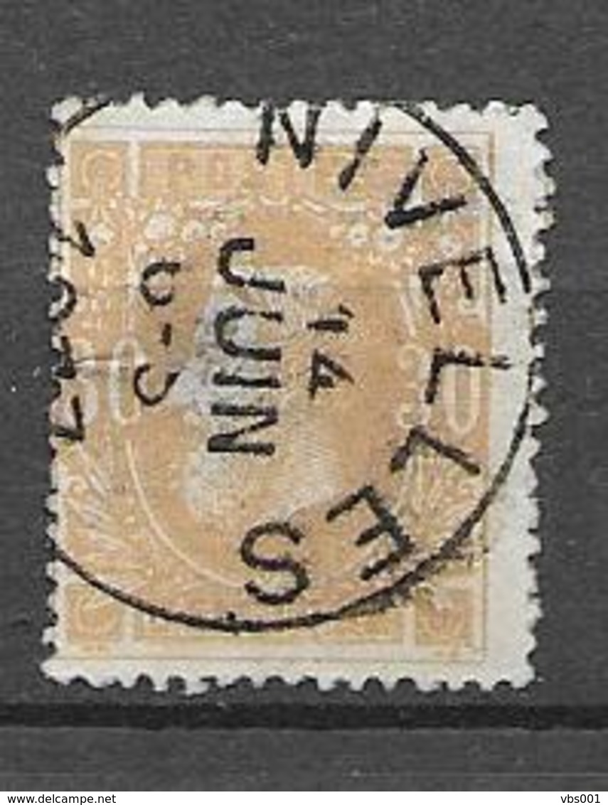 OBP33 Met Cirkelstempel Nivelles - 1869-1883 Léopold II