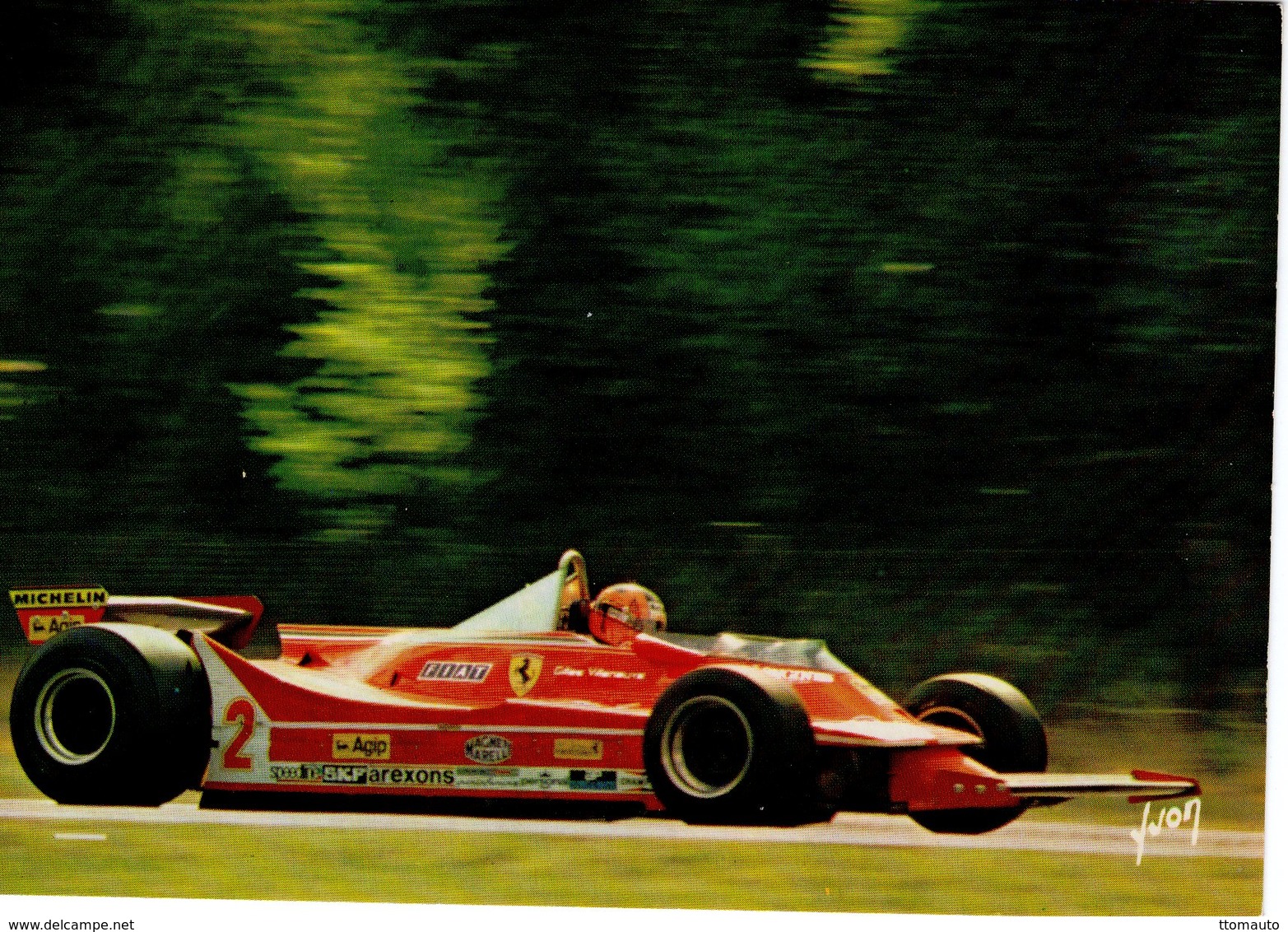Gilles Villeneuve   - Ferrari 312 T5  F1 -  Grand Prix Belgique 1980 - Carte Postale - Grand Prix / F1