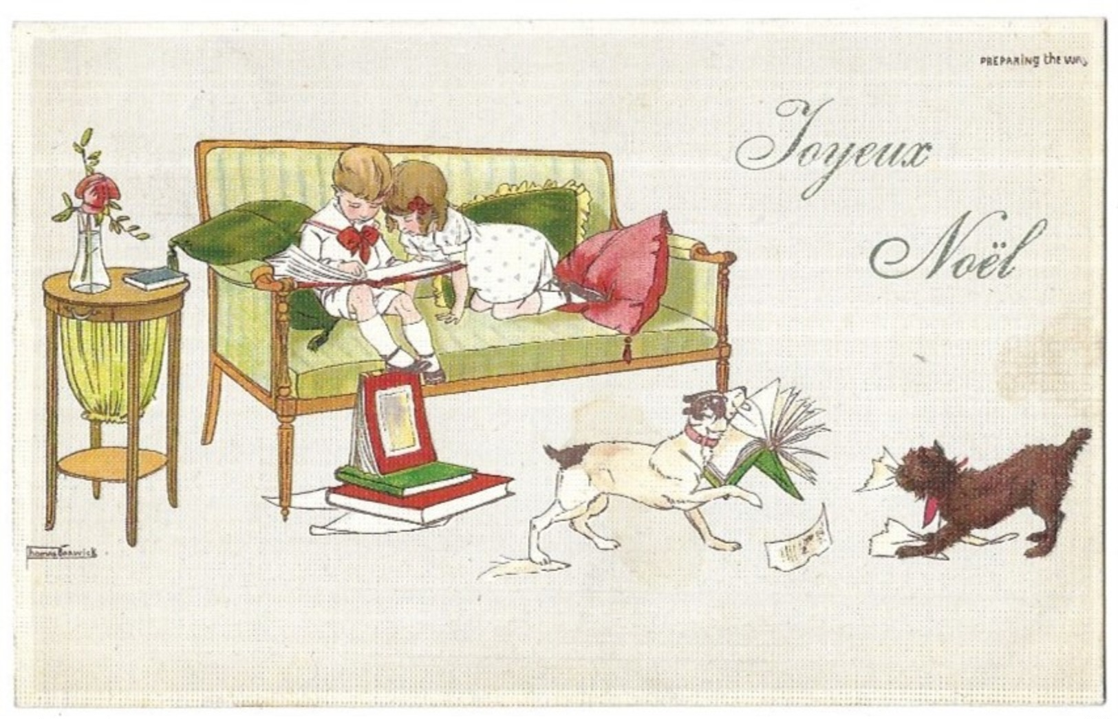 Illustrateur Thomas Barwick Enfants Chiens Joyeux Noel Preparing The Way - Other & Unclassified