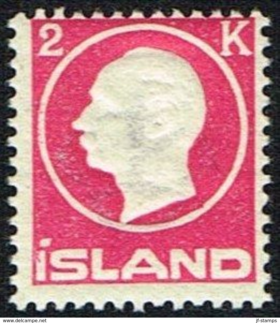 1912. King Frederik VIII. 2 Kr. Rose (Michel 74) - JF160858 - Unused Stamps