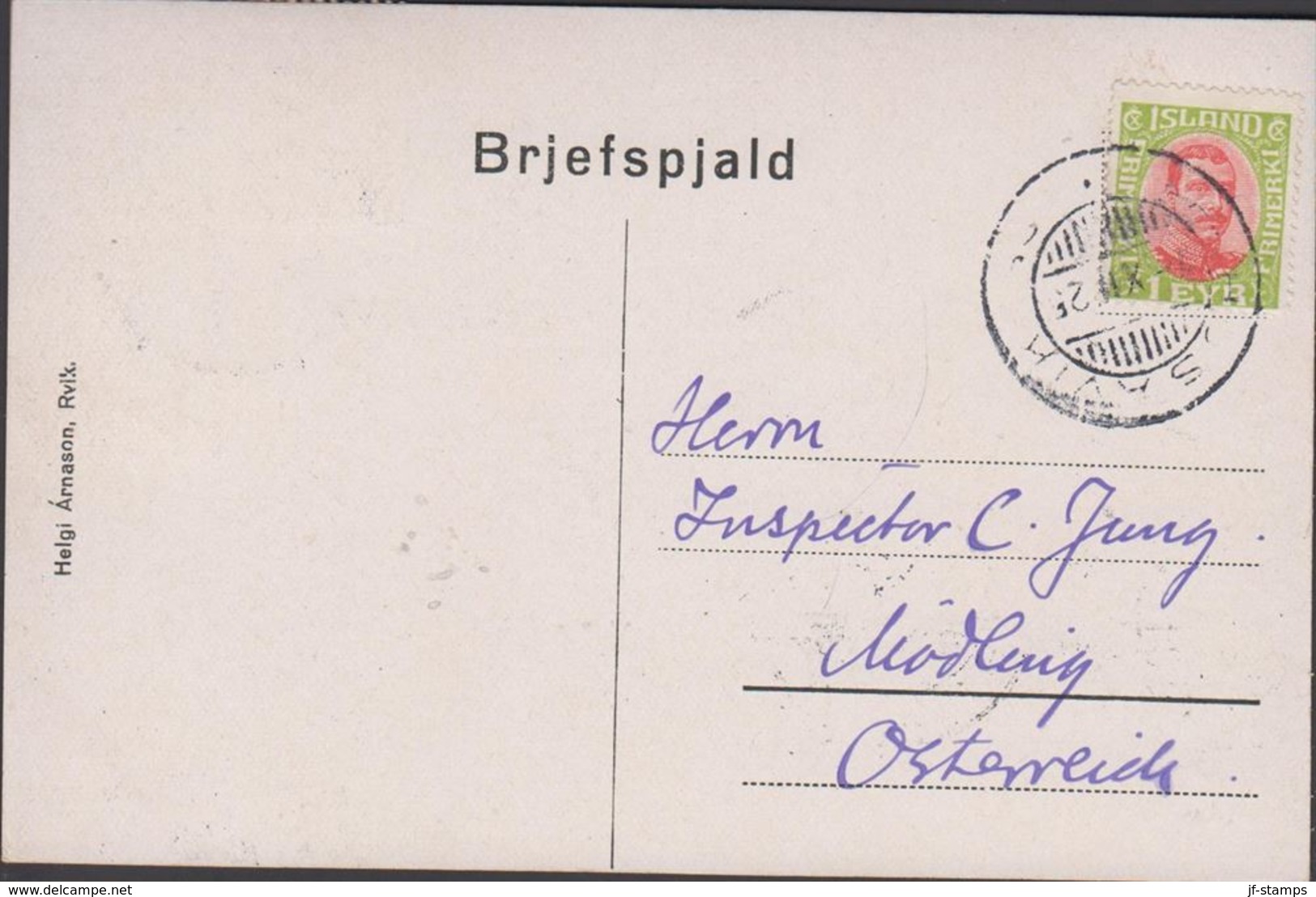 1925. Brjefspjald (Oddi). 1 EYR + 2x 3 AUR + 10 AUR Christian X. HUSAVIK 7. XII. 25.
... () - JF305771 - Lettres & Documents
