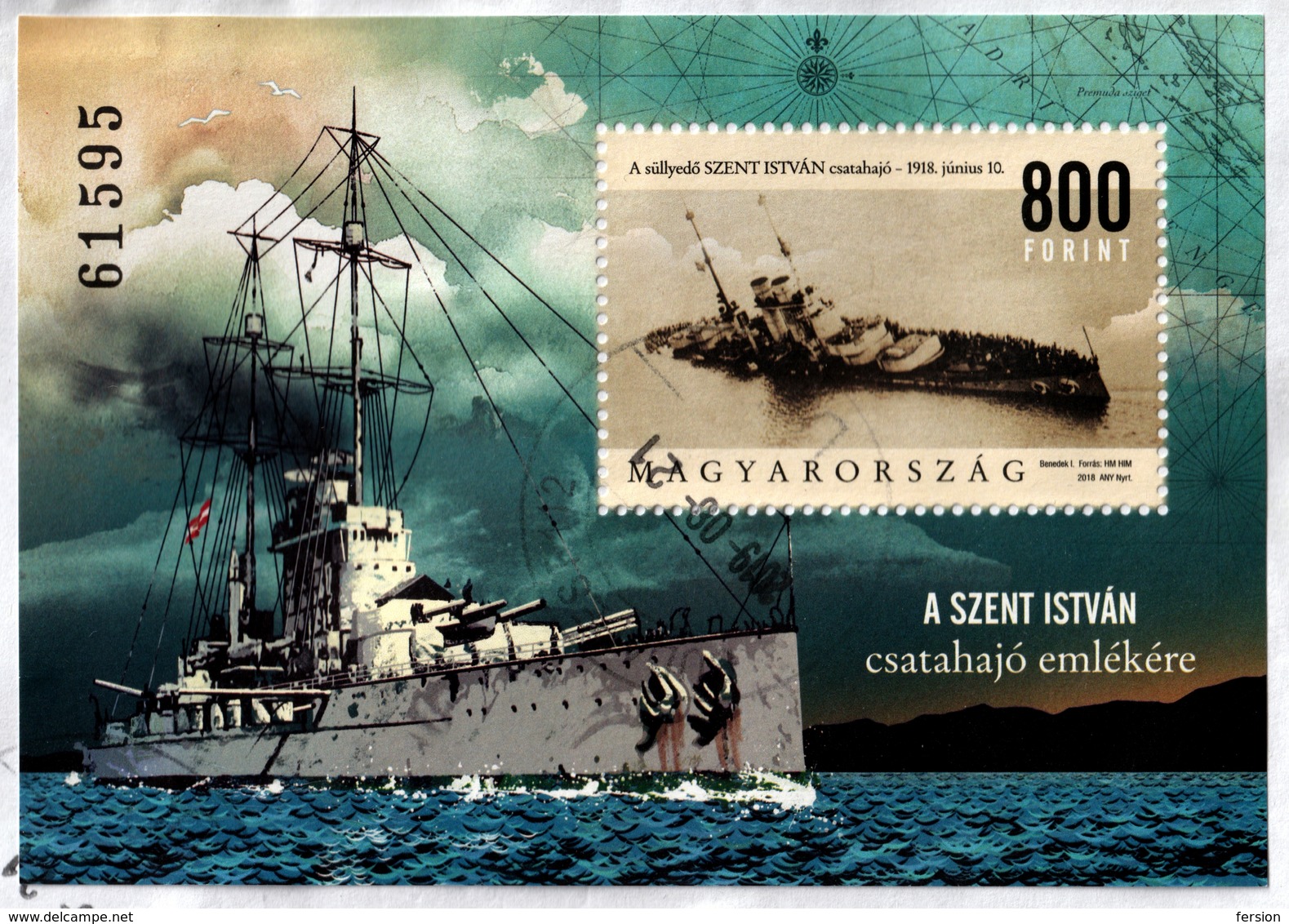 SMS Szt. István Dreadnought Battleship WW1 Adriatic Sea Austria Hungary Crotatia BLOCK Registered Cover AR Priority 2018 - Covers & Documents