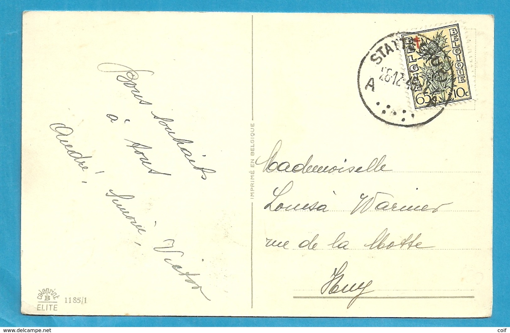 815 (Surtaxe / Tuberculose) Op Kaart Met Stempel STATTE (HUY) - Lettres & Documents