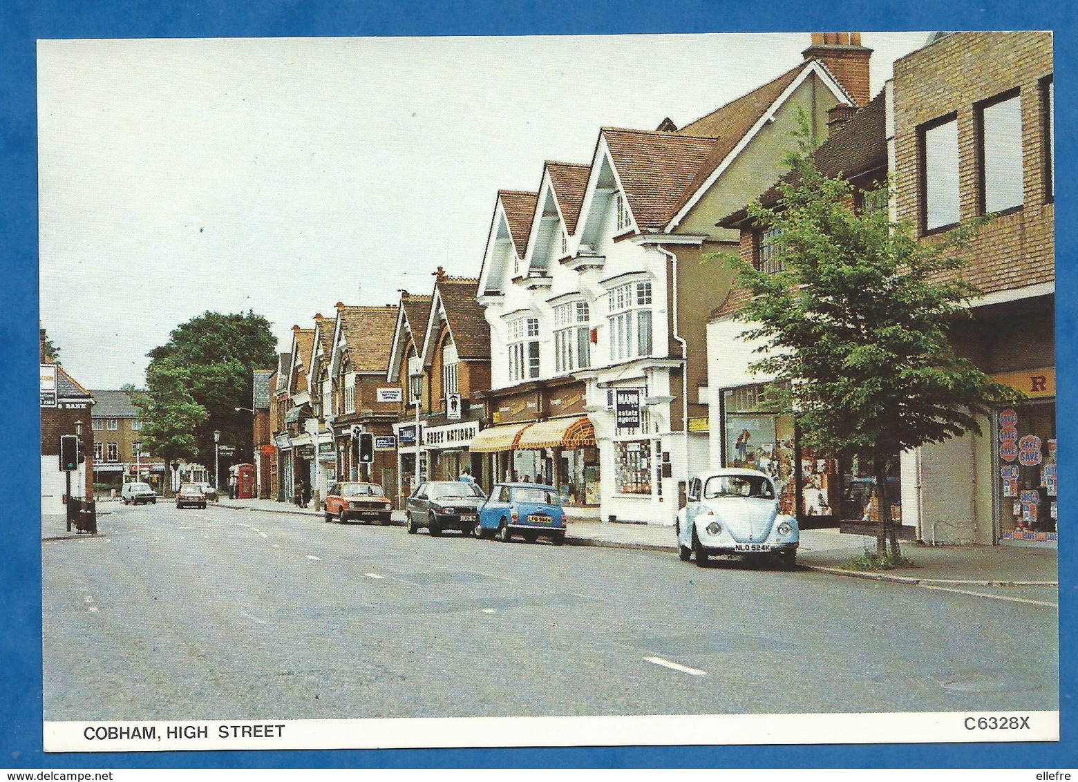 CPM Surrey COBHAM High Street Vintage Card Coccinelle Volkswagen Et Austin Mini - Surrey