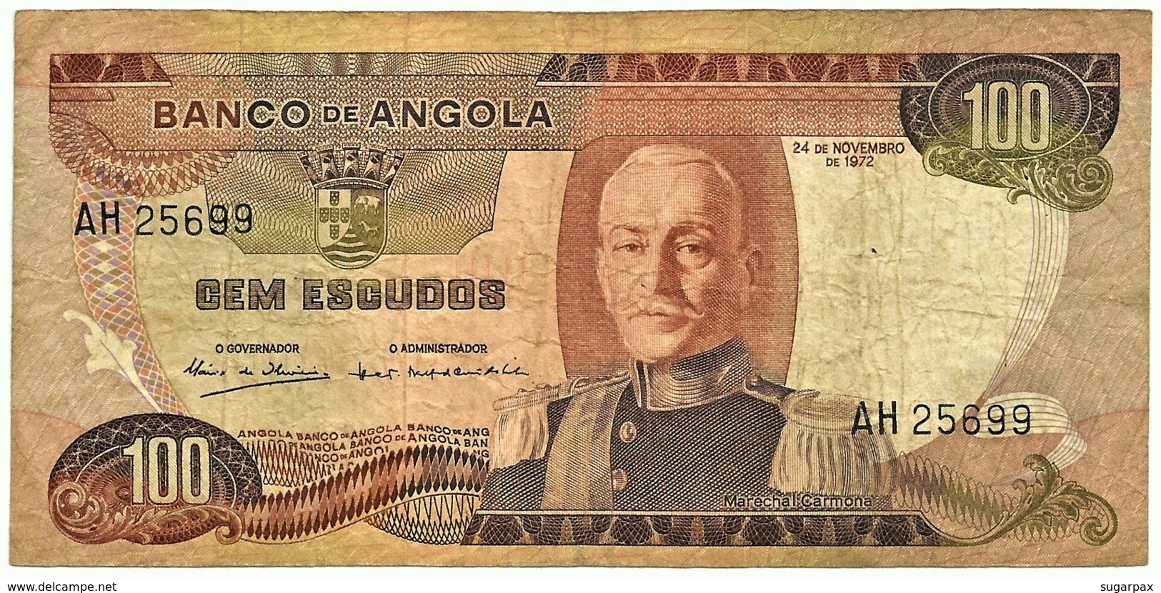 Angola - 100 Escudos - 24.11.1972 - Pick 101 - Série AH - Marechal Carmona - PORTUGAL - Angola