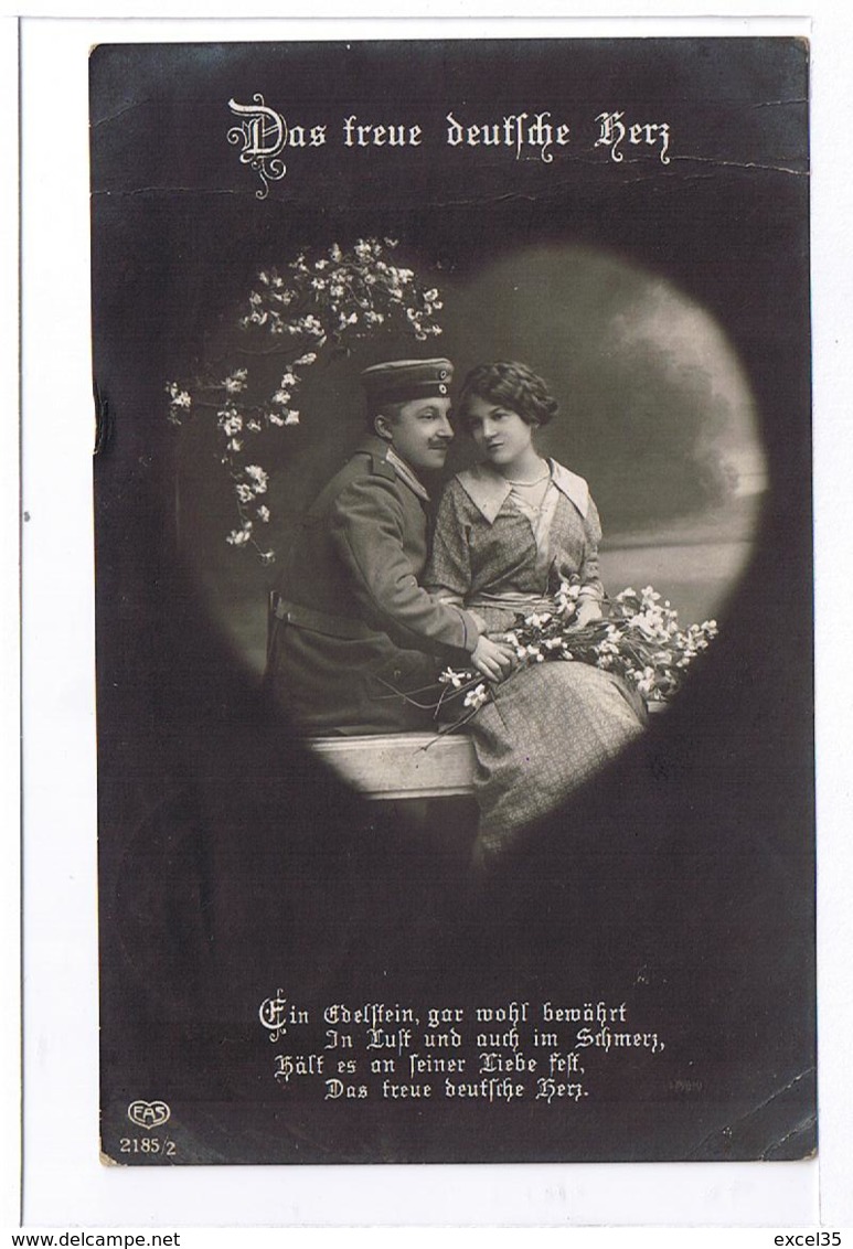 LIEBESKARTEN Das Freue Deutche Herz EAS 2185/2 - Feldpost SCHOPPINITZ  (KR KATTOWITZ) 16 7 1915 -geschrieben Von ROSDRIN - Paare