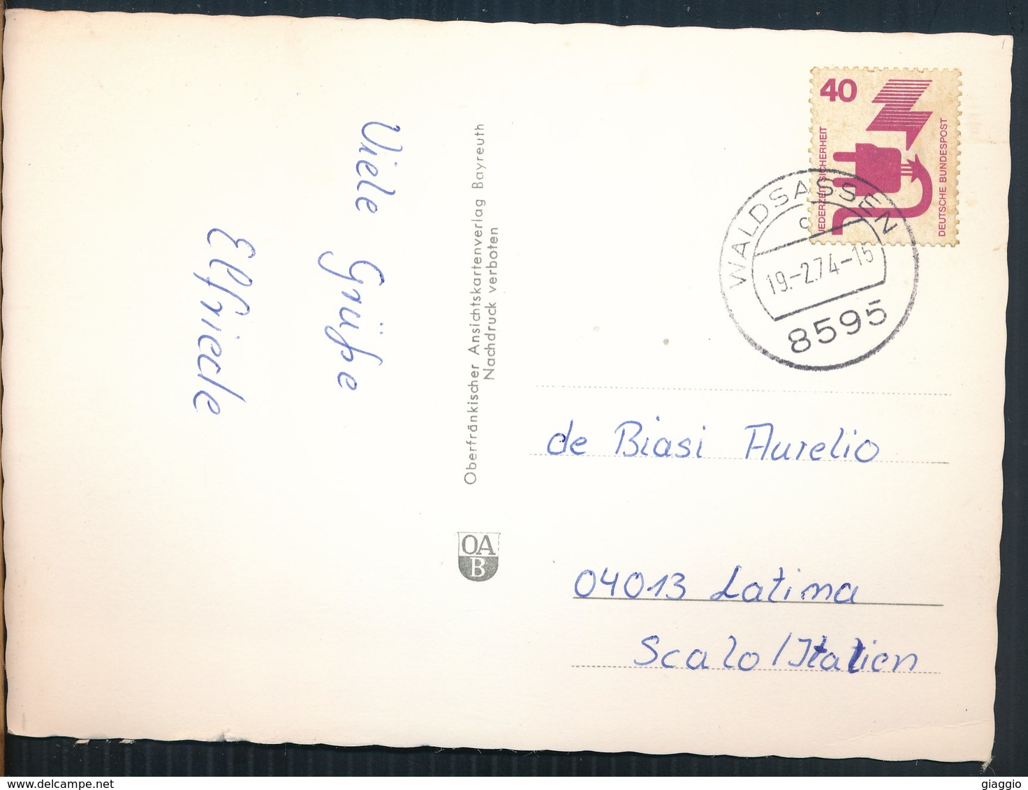 °°° 17603 - GERMANY - GRUSS AUS WALDSASSEN - 1974 With Stamps °°° - Waldsassen