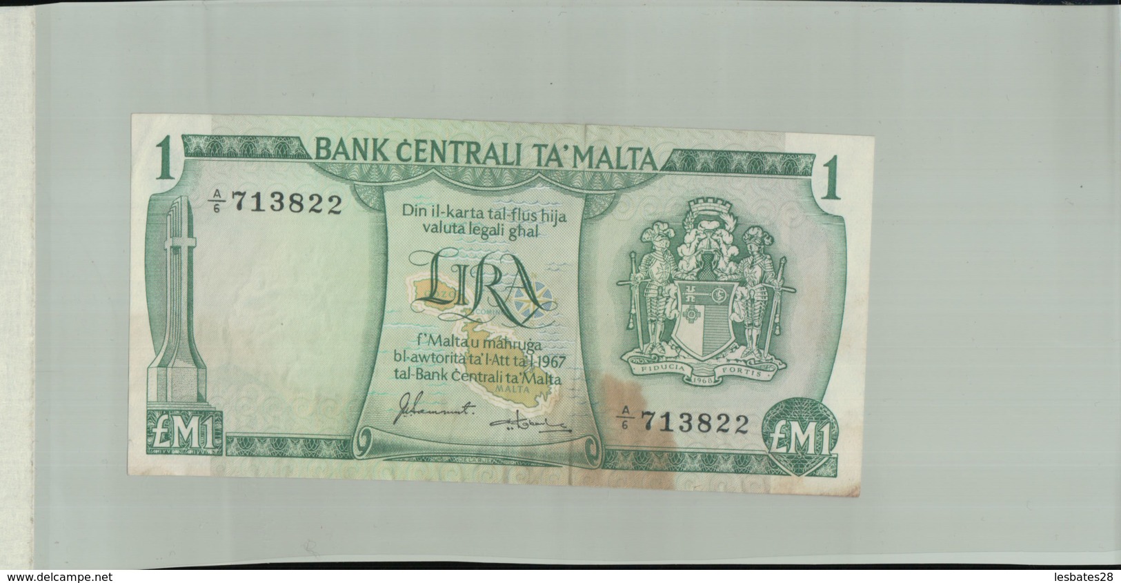 BILLET Banque  CENTRAL BANK OF MALTA  1 LIRA  1967 (ONE POUND)   -Janv 2020  Clas Gera - Malta