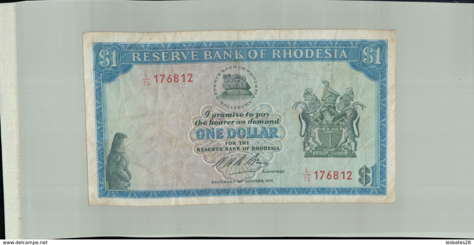 Billet Banque  Réserve Bank Of Rhodesia One Dollar 1974 -Janv 2020  Clas Gera - Rhodésie