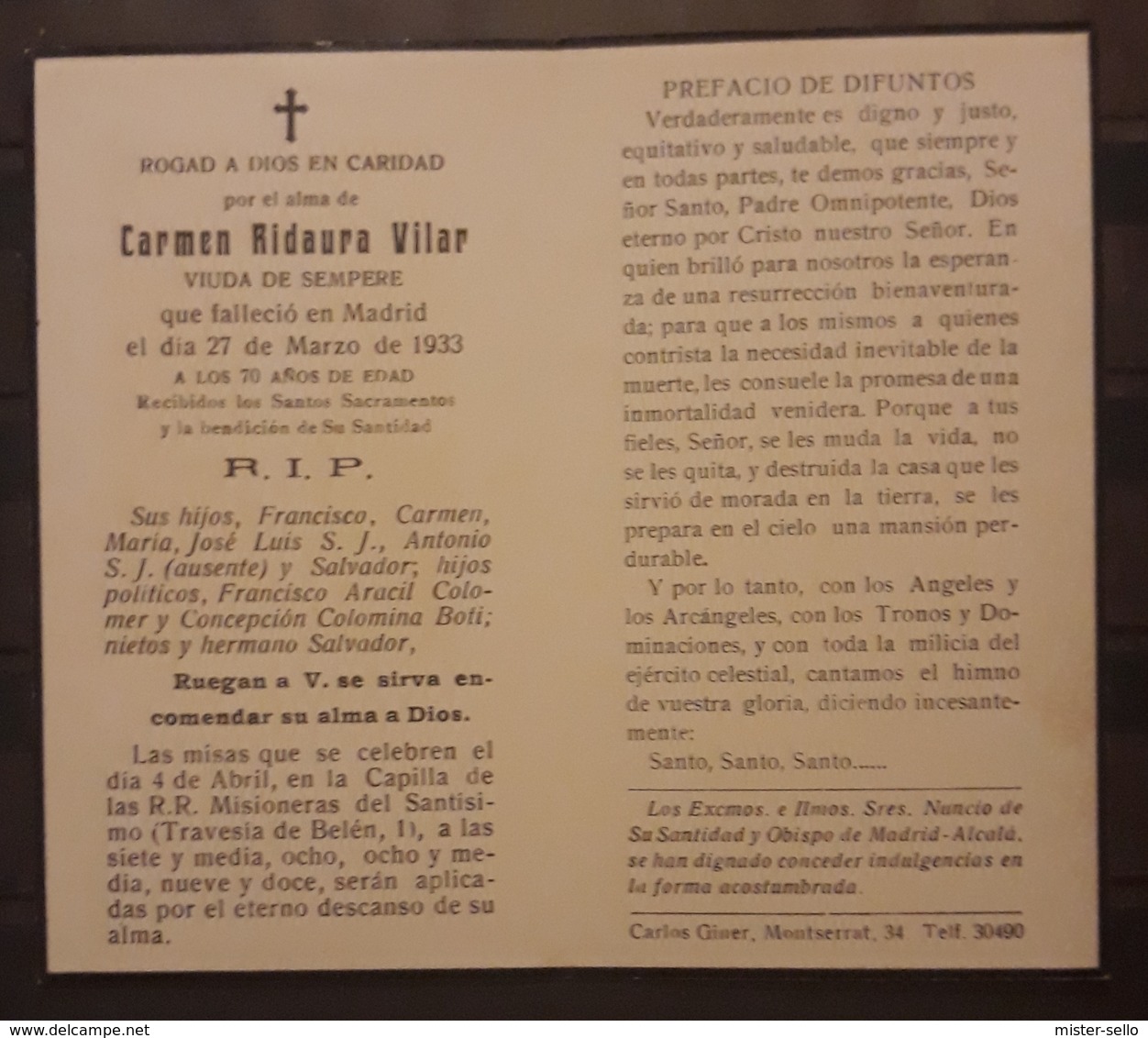 ORACION DE 1933. - Imágenes Religiosas