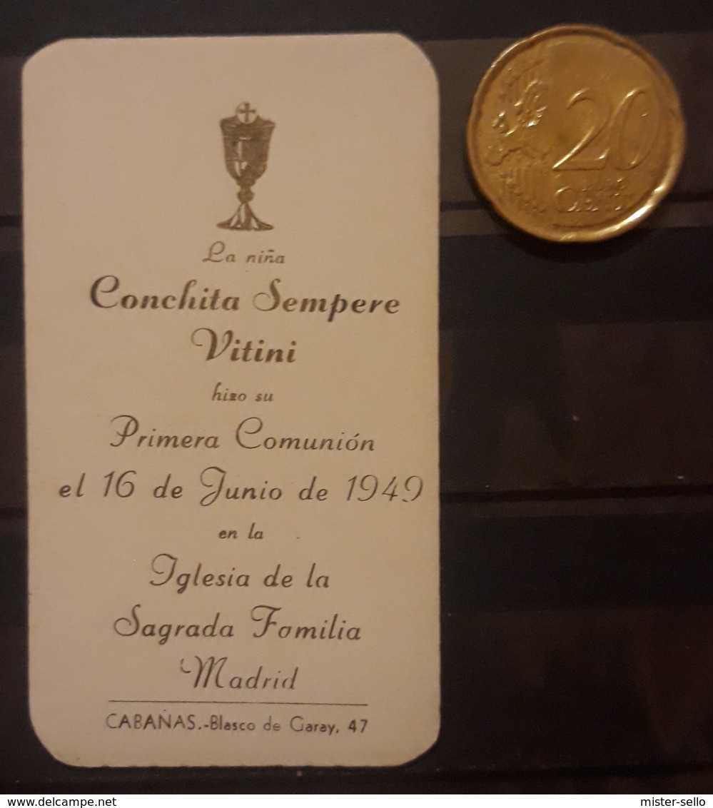 1949 RECUERDO DE PRIMERA COMUNIÓN. - Imágenes Religiosas