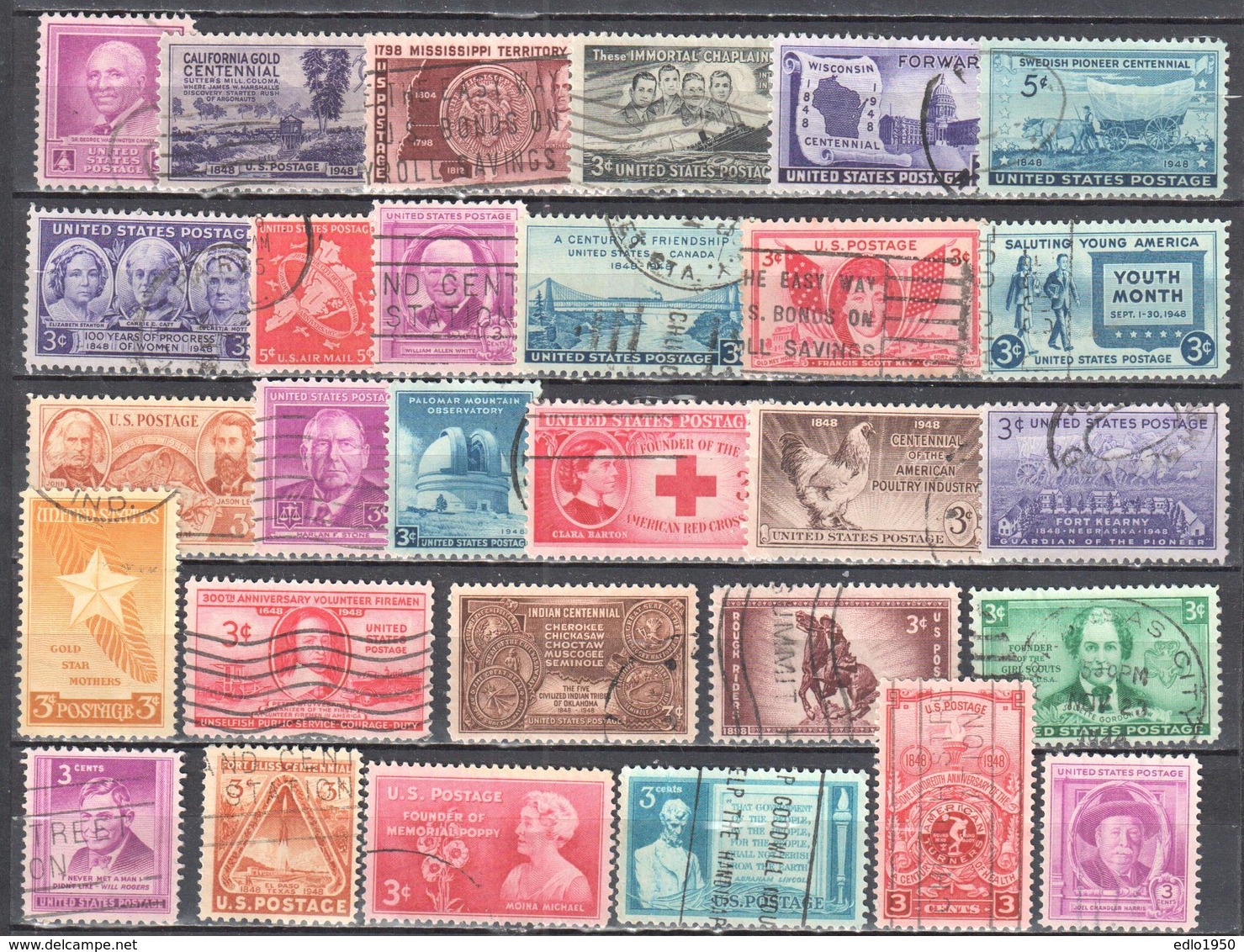 United States 1948 Year Set - Mi.565-593 - Used - Volledige Jaargang