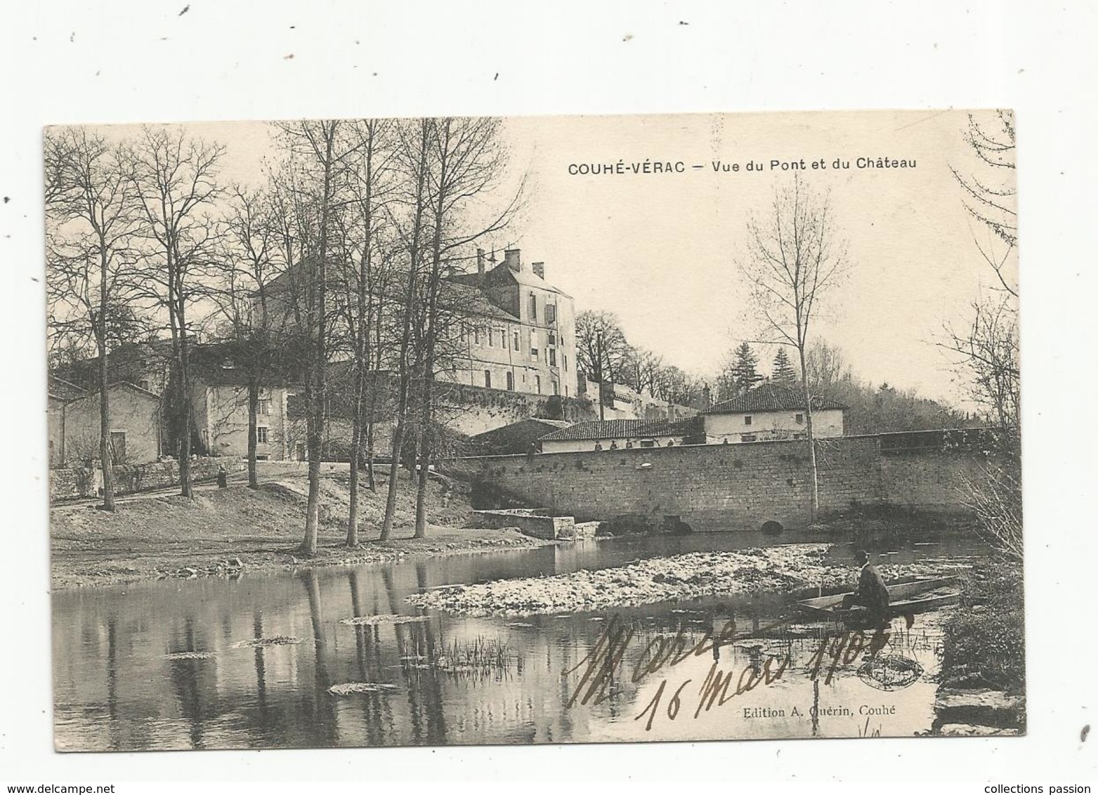 Cp ,86 , COUHE-VERAC , Vue Du Pont Et Du Château , Voyagée 1906 - Couhe