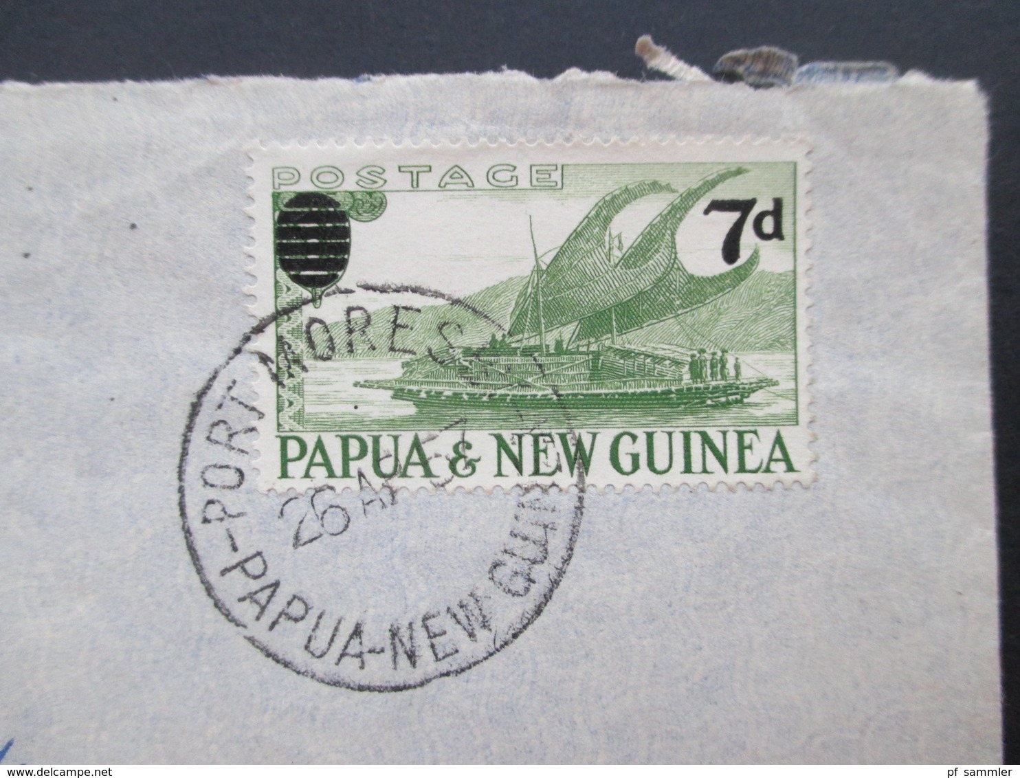 Papua Neuguinea 1957 Port Moresby Freimarken Mit Neuem Wertaufdruck Nr. 26 EF Auf Brief Nach Australien Luftpost - Papua-Neuguinea