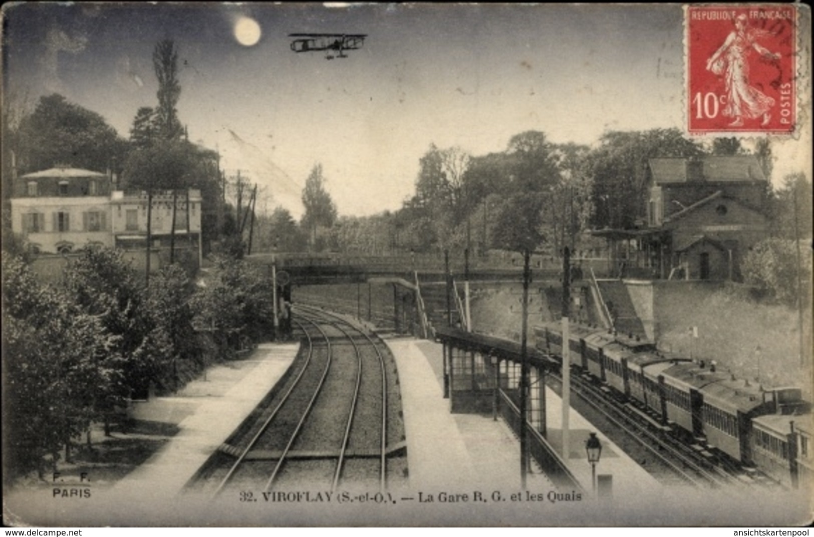 Clair De Lune Cp Viroflay Yvelines, La Gare R. G. Et Les Quais, Nuit - Altri & Non Classificati