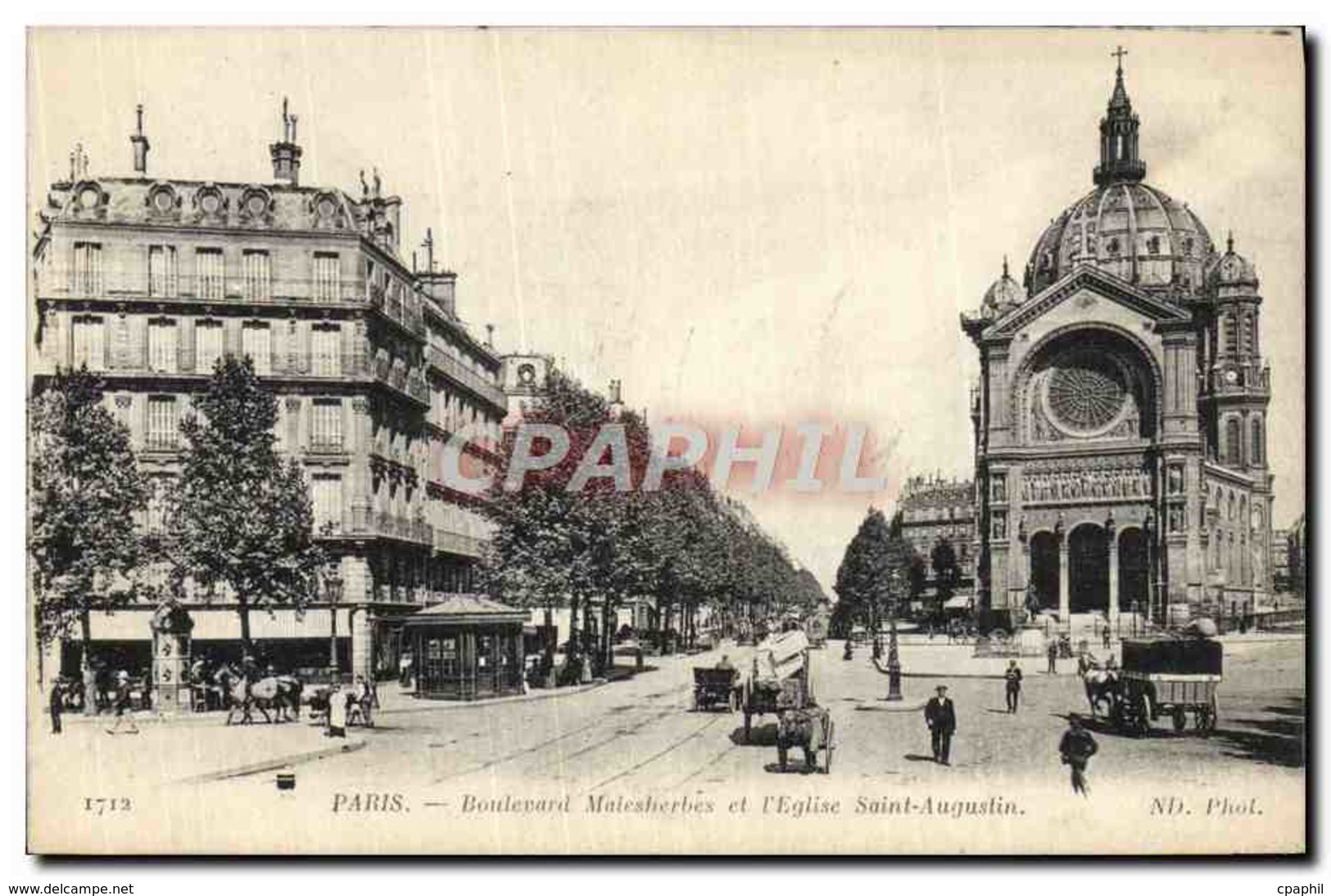 CPA Paris Boulevard Malesherbes Et I&#39Eglise Saint Augustin - District 08