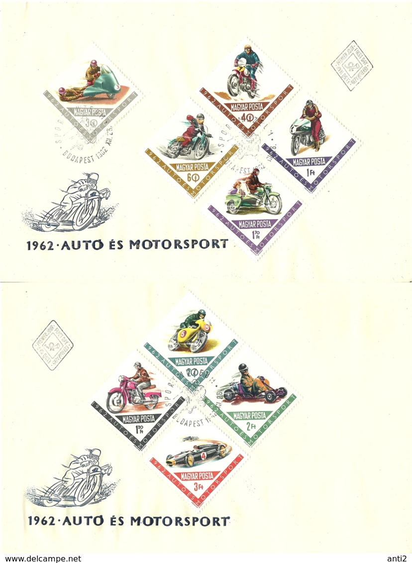 Hungary 1962 Motorsport, Motor Cycles, Racing Car, Mi 1889-1897 FDC - Briefe U. Dokumente