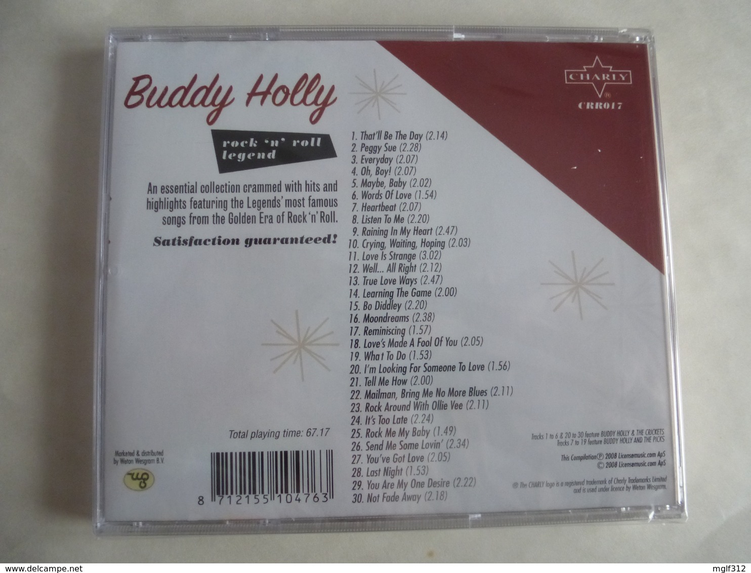 BUDDY HOLLY - Rock'n'Roll - CD 30 Titres - Edition CHARLY 2008 - Détails 2éme Scan - Collectors